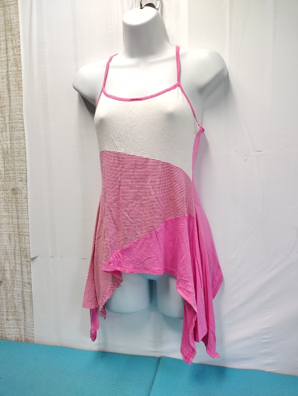 Women's Strappy Casual Asymmetrical Tank Top RacerBack - S